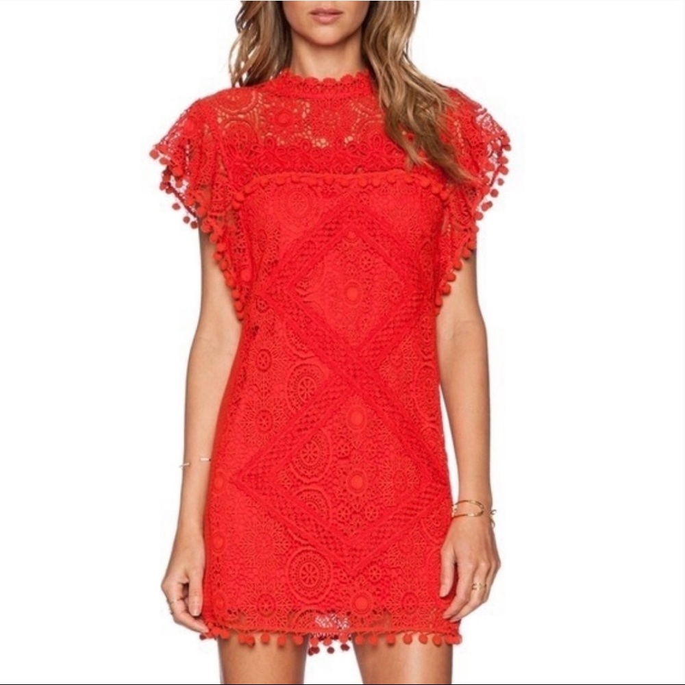 Tularosa Red Mini Crochet Dress